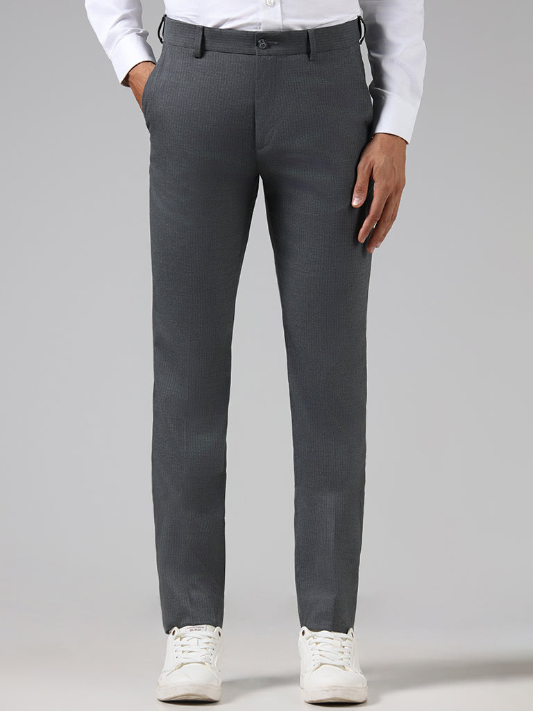 WES Formals Grey Carrot Fit Trousers – Westside
